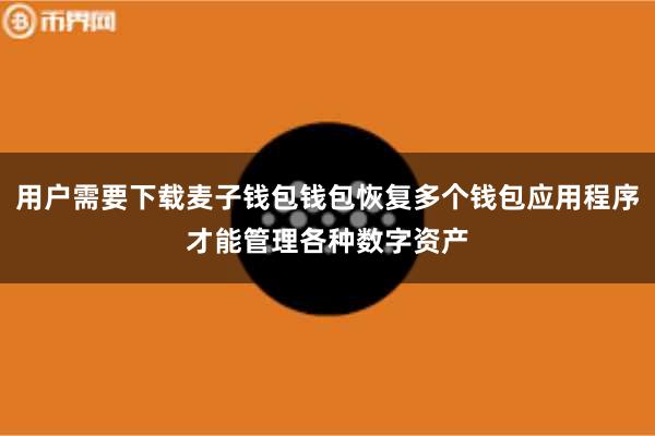 用户需要下载麦子钱包钱包恢复多个钱包应用程序才能管理各种数字资产